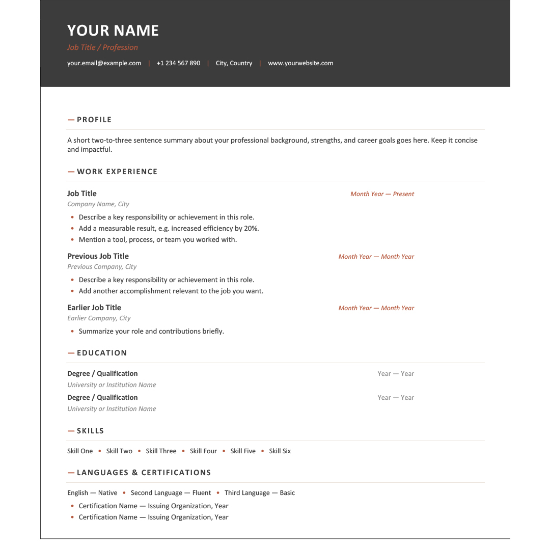Free CV Design Template
