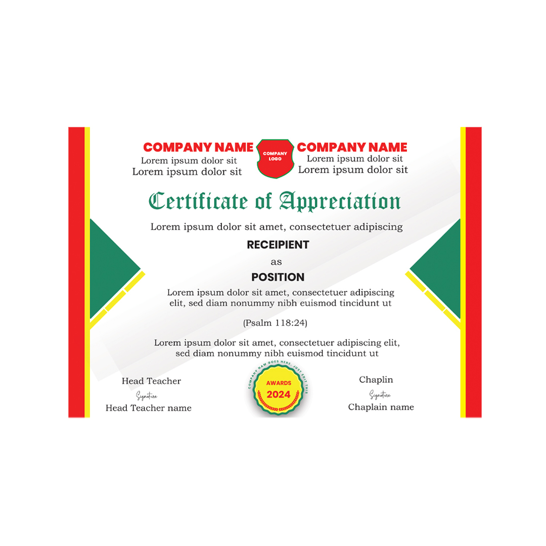 Certificate of Appreciation template