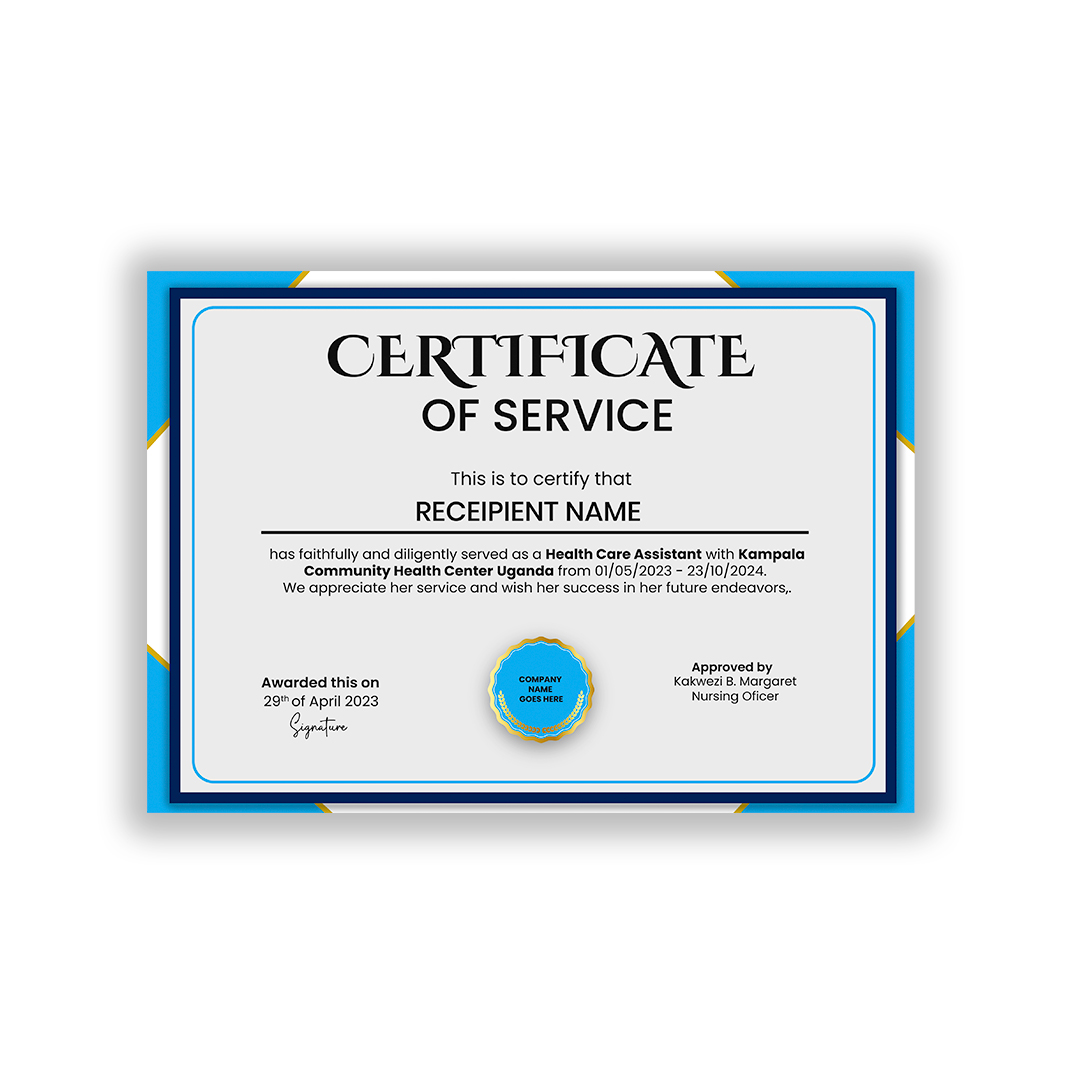 Certificate of Service Design template