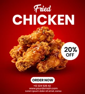Free Modern Fried Chicken Poster template PSD Design