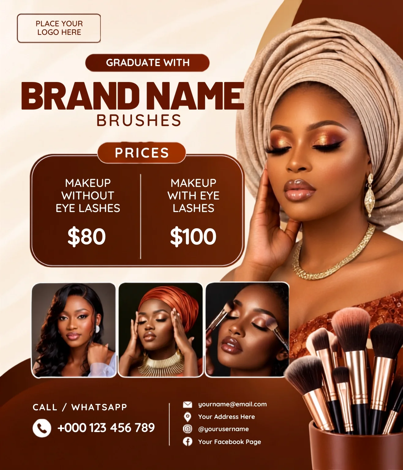 Free Makeup Course Flyer Design Template Editable Canva Preview