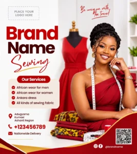 Free African Wear Tailor Flyer Canva Design Template