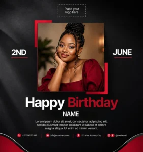 Free Birthday Photo Post Canva Design Template