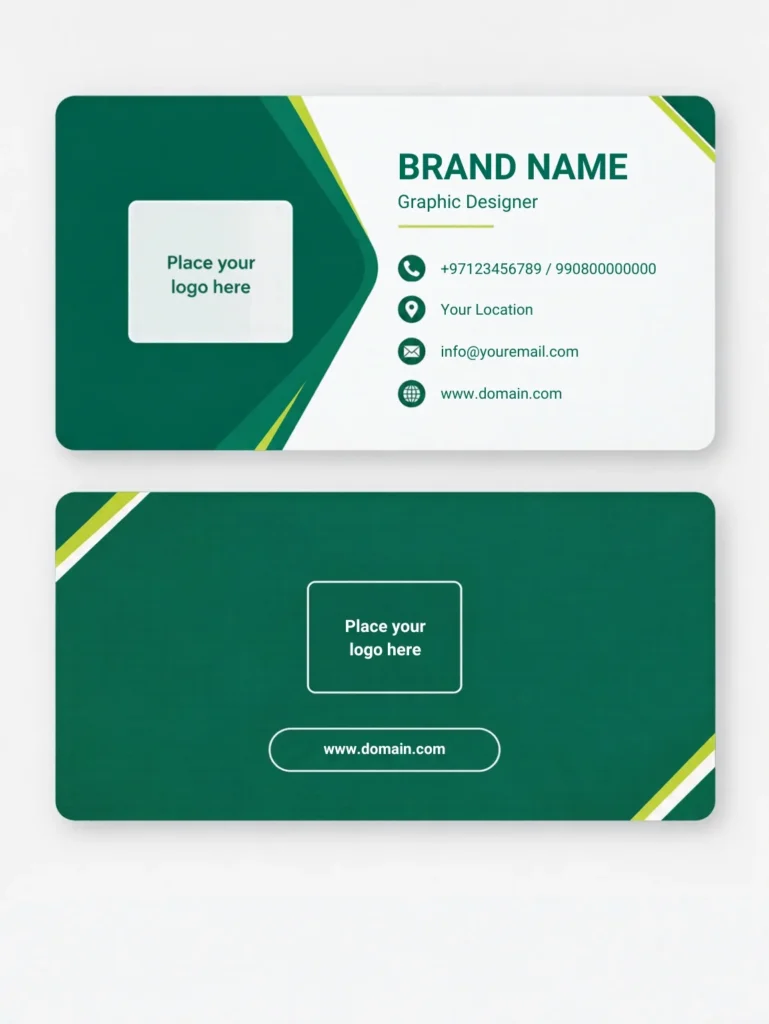Free Green Colour Business Card Canva Design Template