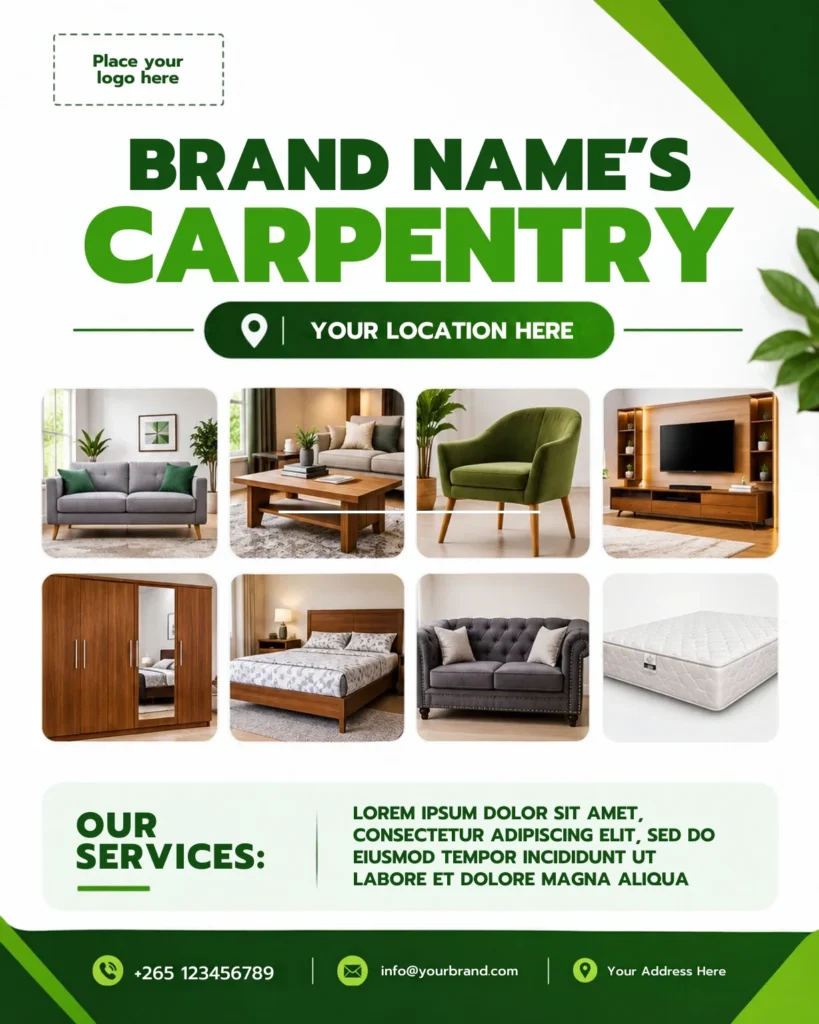 Free Carpentry Flyer Canva Design Template