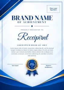 Free Blue Achievement Certificate Canva Design Template