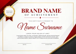 Free Red Black Certificate of Achievement Canva Design Template