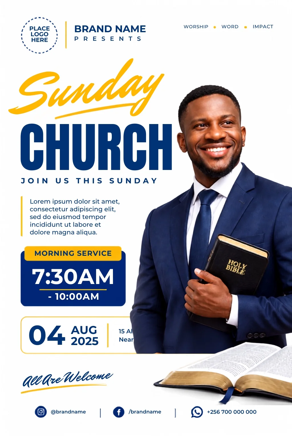 Free Church Sunday Flyer Design Template Editable Canva Preview