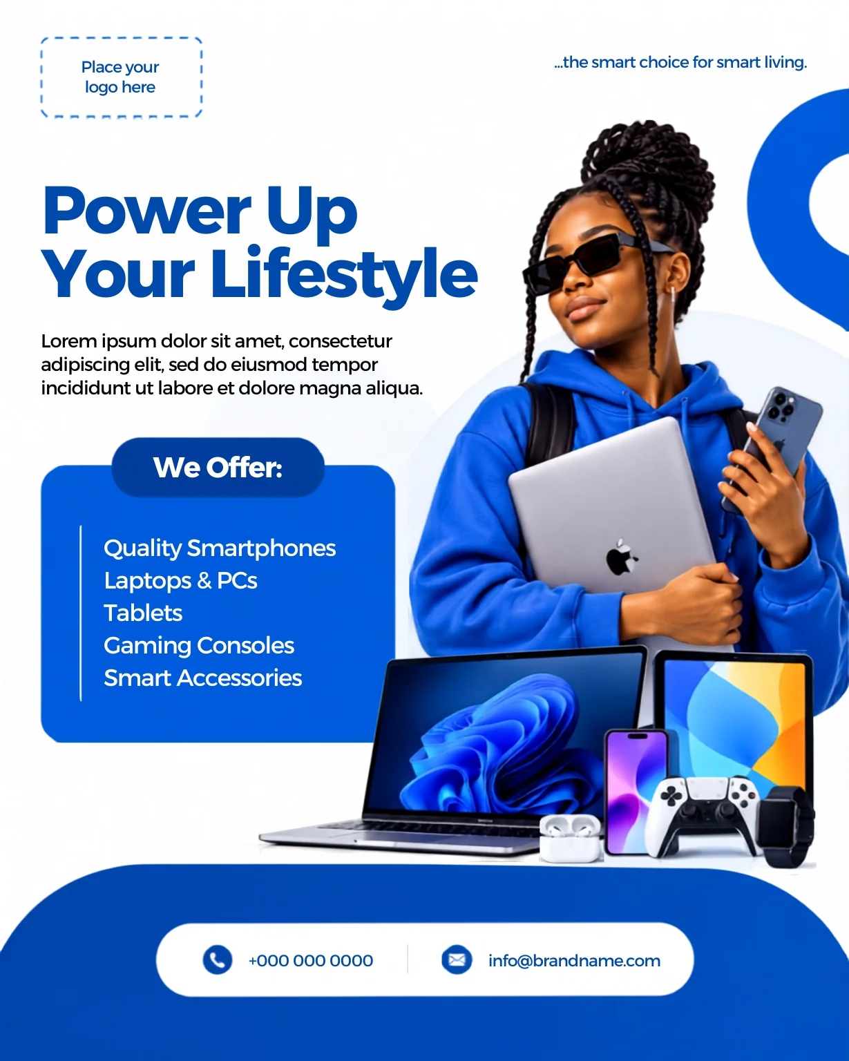 Free Electronics & Gadget Store Flyer Canva Template – Blue Editable Preview