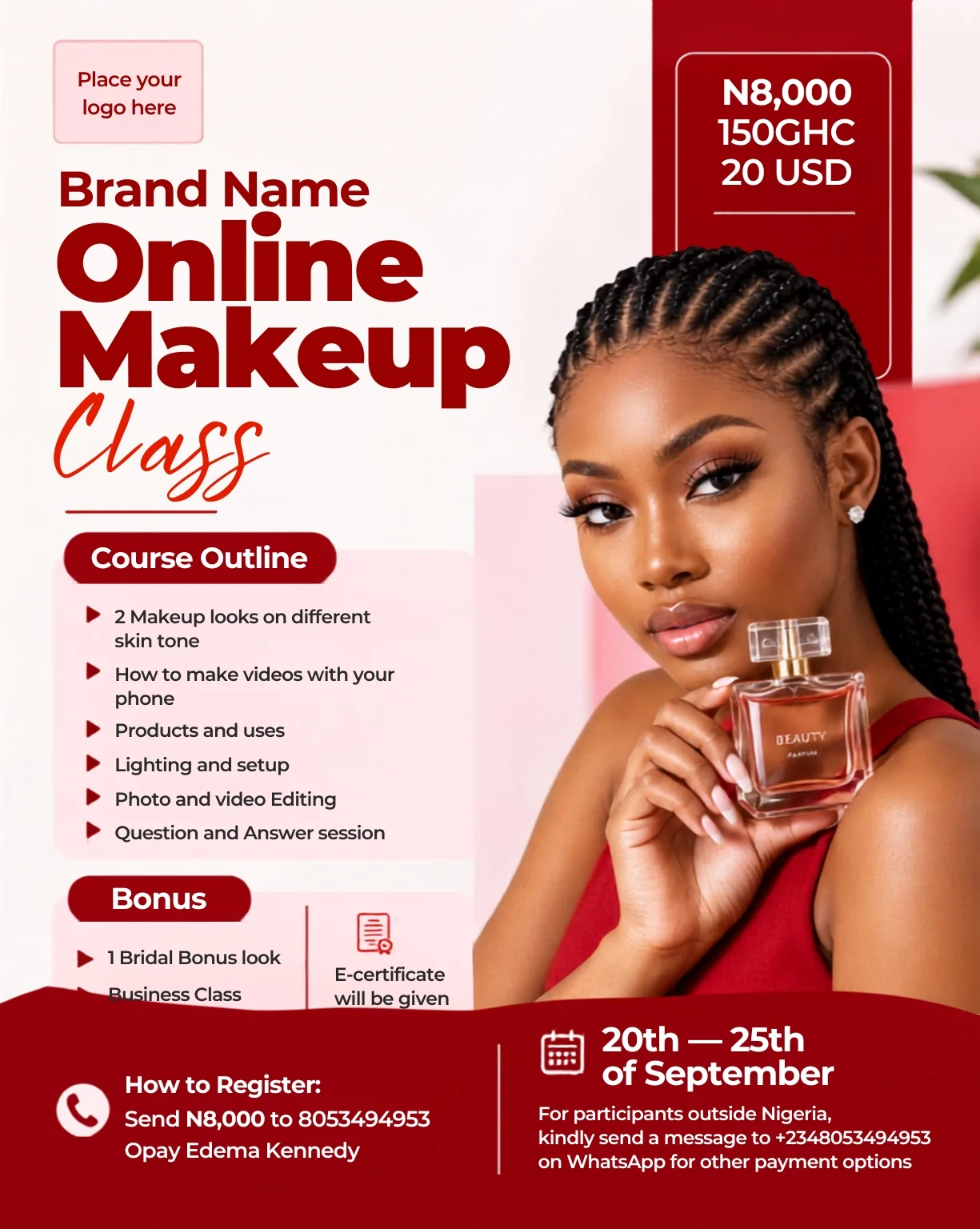 Free Makeup Flyer Design Template Editable Canva Preview