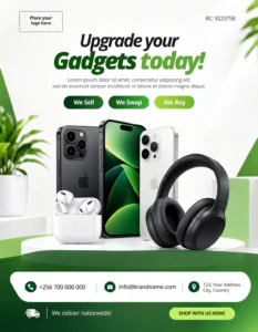 Free Gadgets and Phone Accessories Flyer Design Canva Design Template