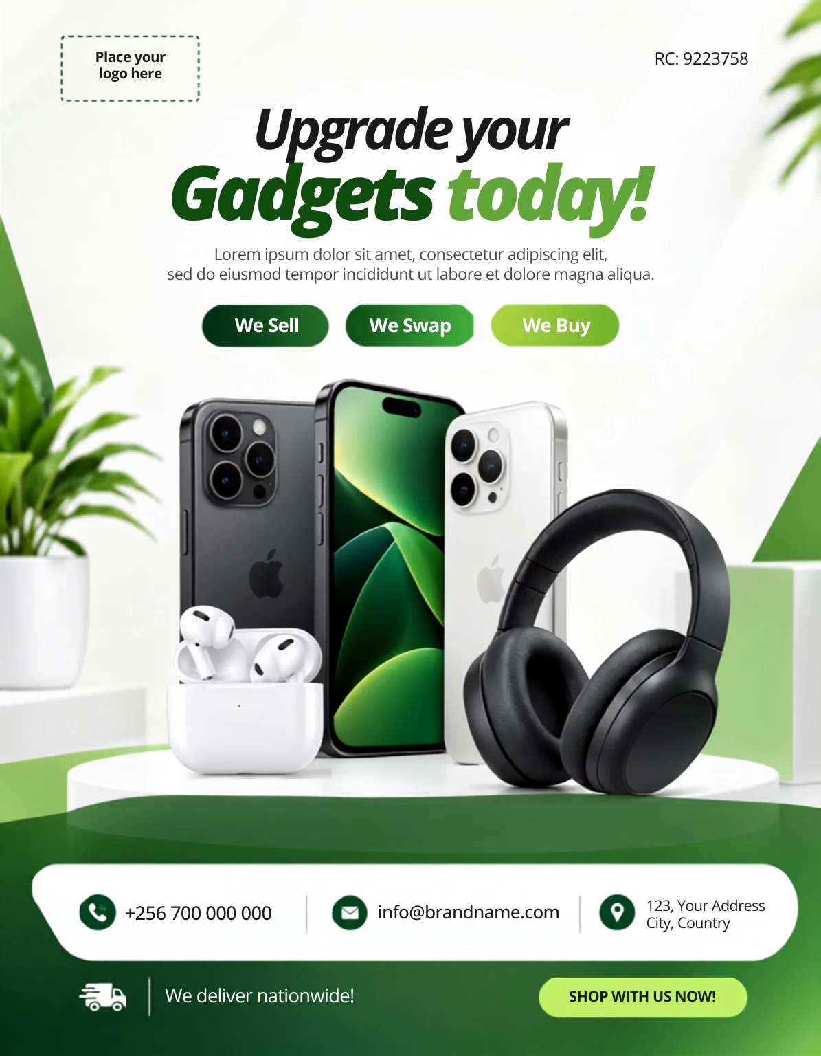 Free Gadgets and Phone Accessories Flyer Design Template Editable Canva Preview