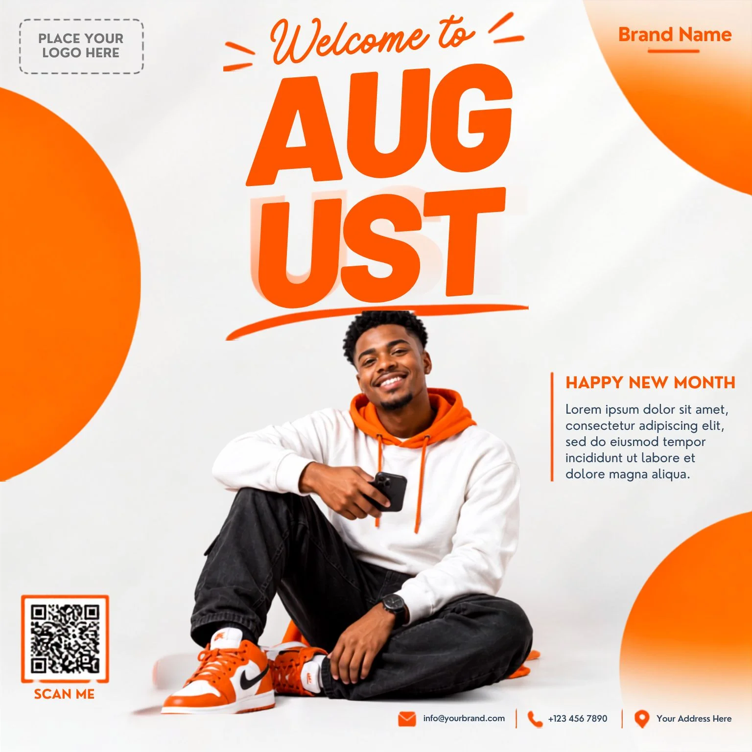 Free Happy New Month Of August Flyer Design Template Editable Canva Preview