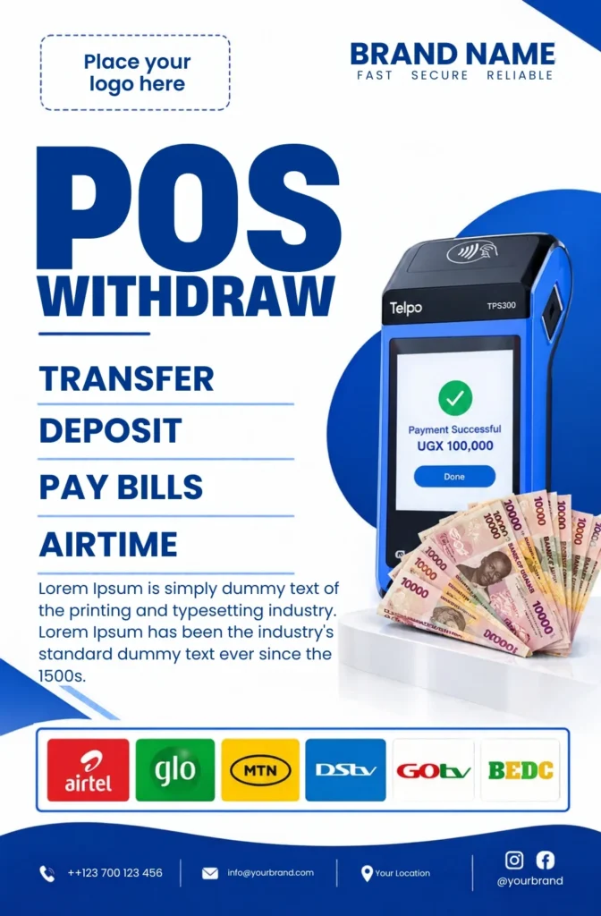 Free POS Services Flyer Canva Design Template
