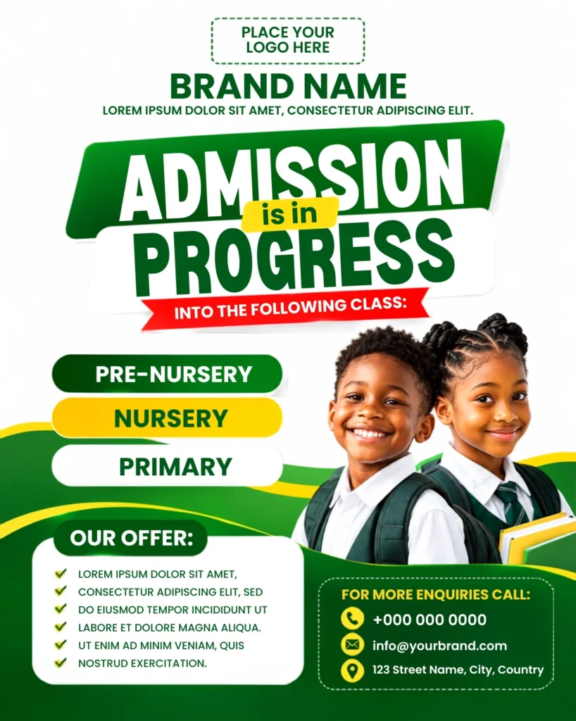 Free School Admission Flyer Design Template Canva Design