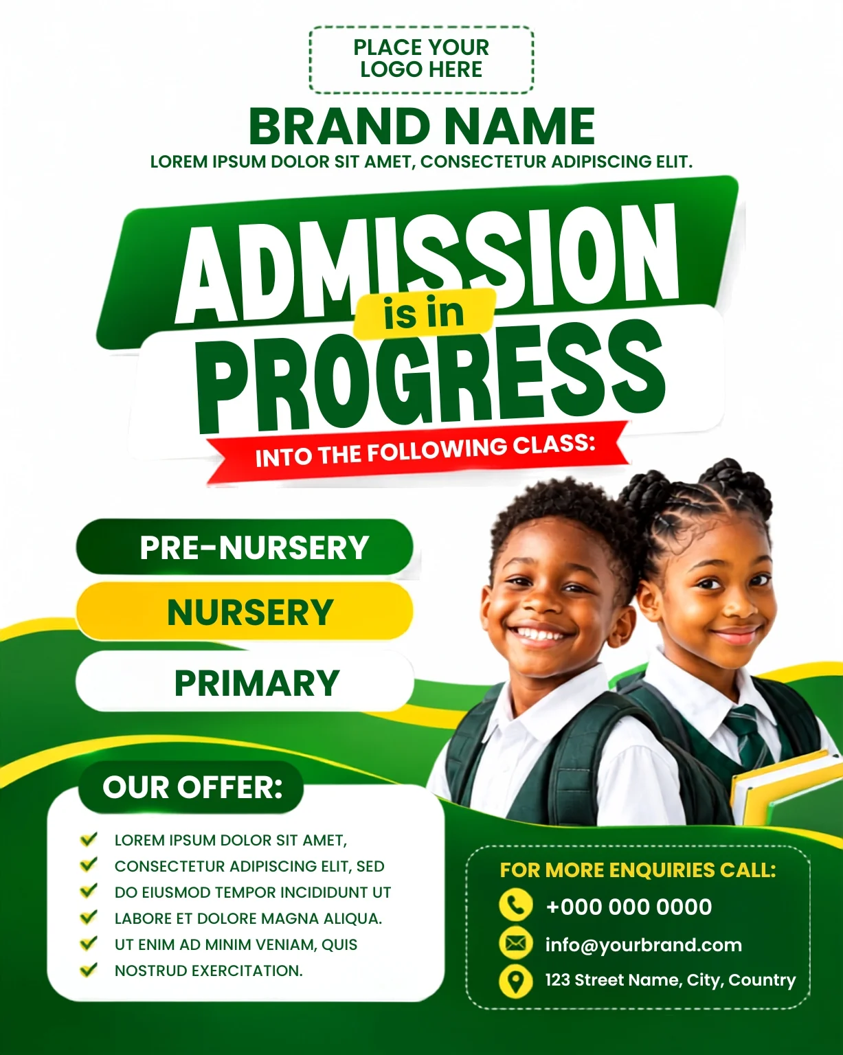 Free School Admission Flyer Design Template Editable Canva Preview