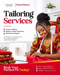 Free Tailoring Services Flyer Canva Design Template