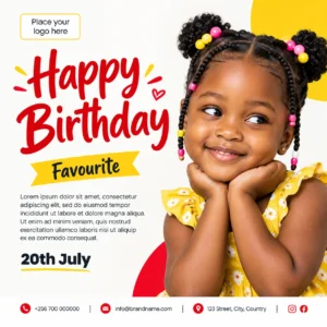 Free Kids Birthday Post Canva Design Template
