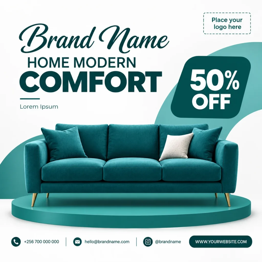 Free Sofa Sale Post Canva Design Template