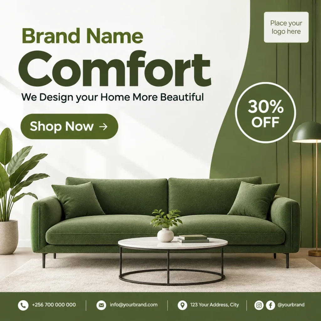 Free Comfort Furniture Sale Poster Canva Design Template