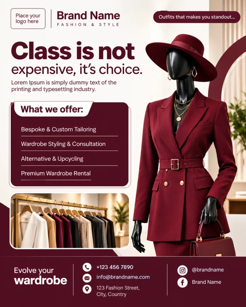 Free Fashion Boutique Flyer Canva Design Template