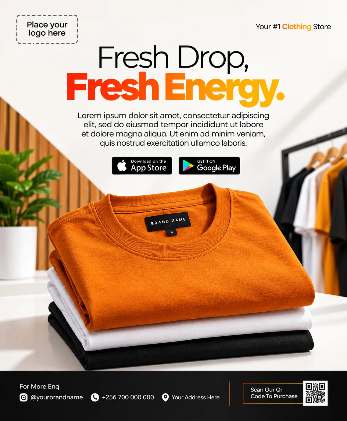 Free Clothing Store Promo Flyer Canva Template – T-Shirt Shop Editable Preview