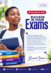Free Exam Wishes Flyer Canva Design Template
