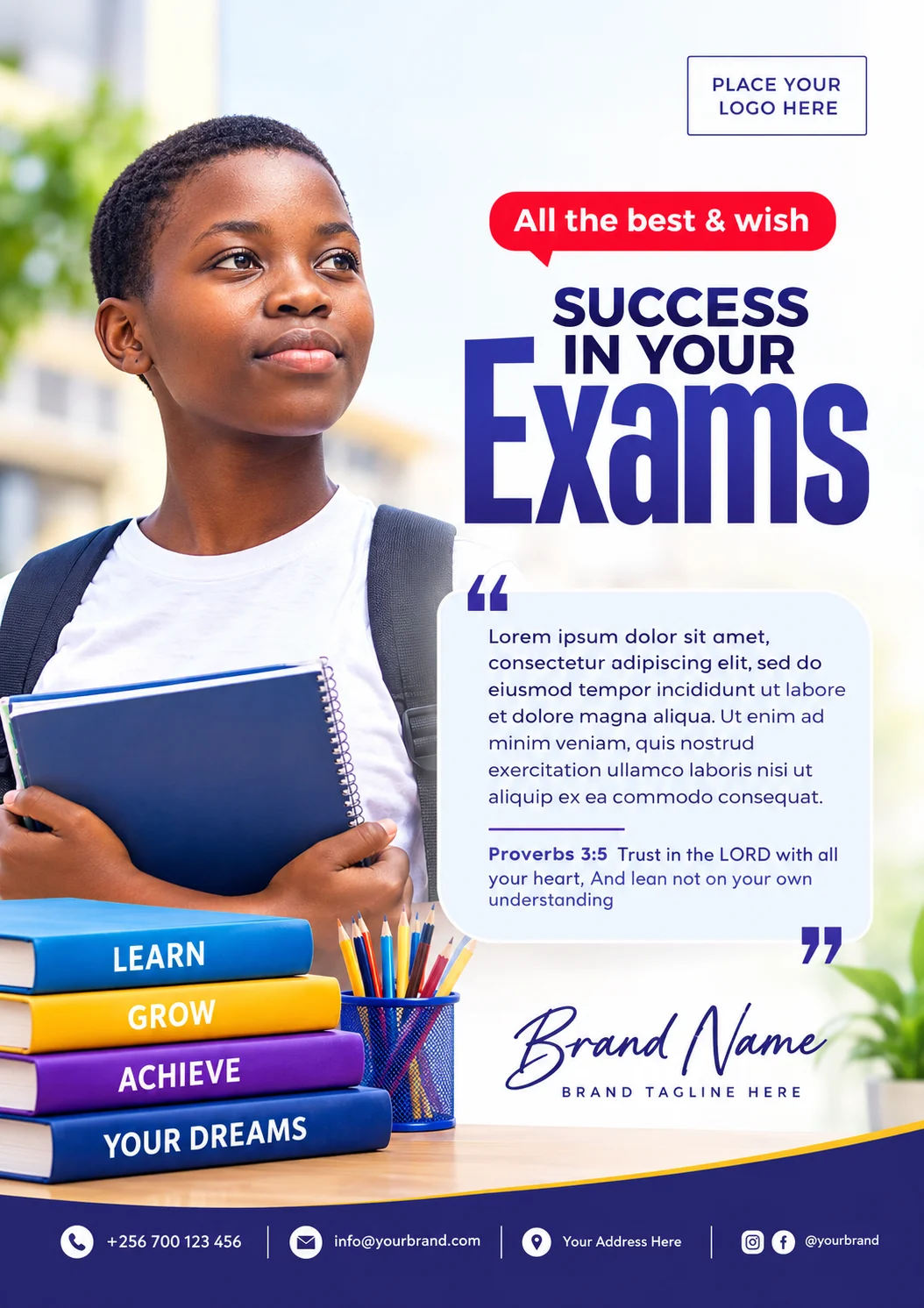 Free Exam Wishes Flyer Canva Template – Bible Verse Student Desi Editable Preview