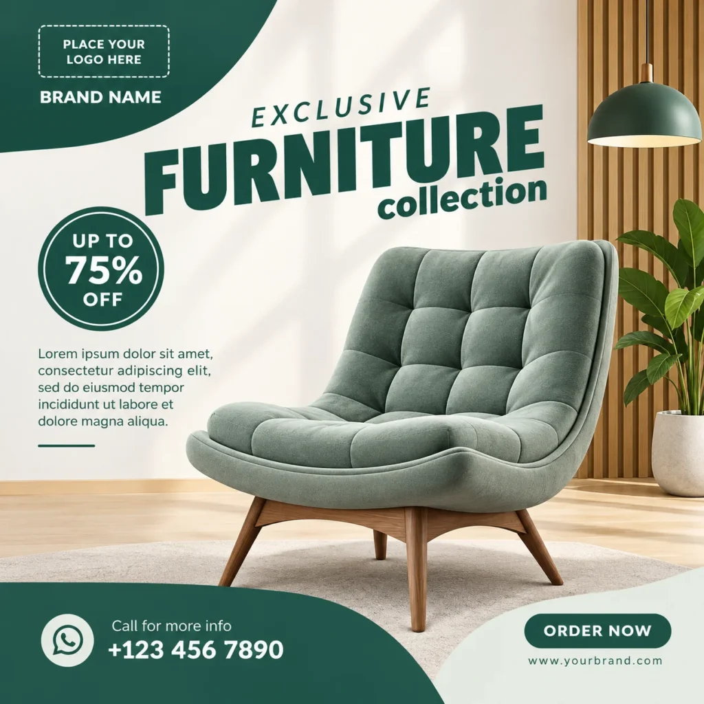 Free Furniture Sale Post Canva Design Template